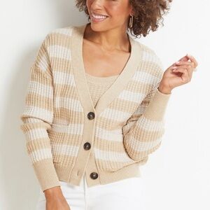 EVEREVE Thermal Stitch Knit Cardigan Size Medium NWOT